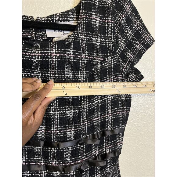 Vintage Jody Sz 5/6 Midi Tweed Plaid Grunge Dark Academia Sheath Dress - Picture 15 of 15